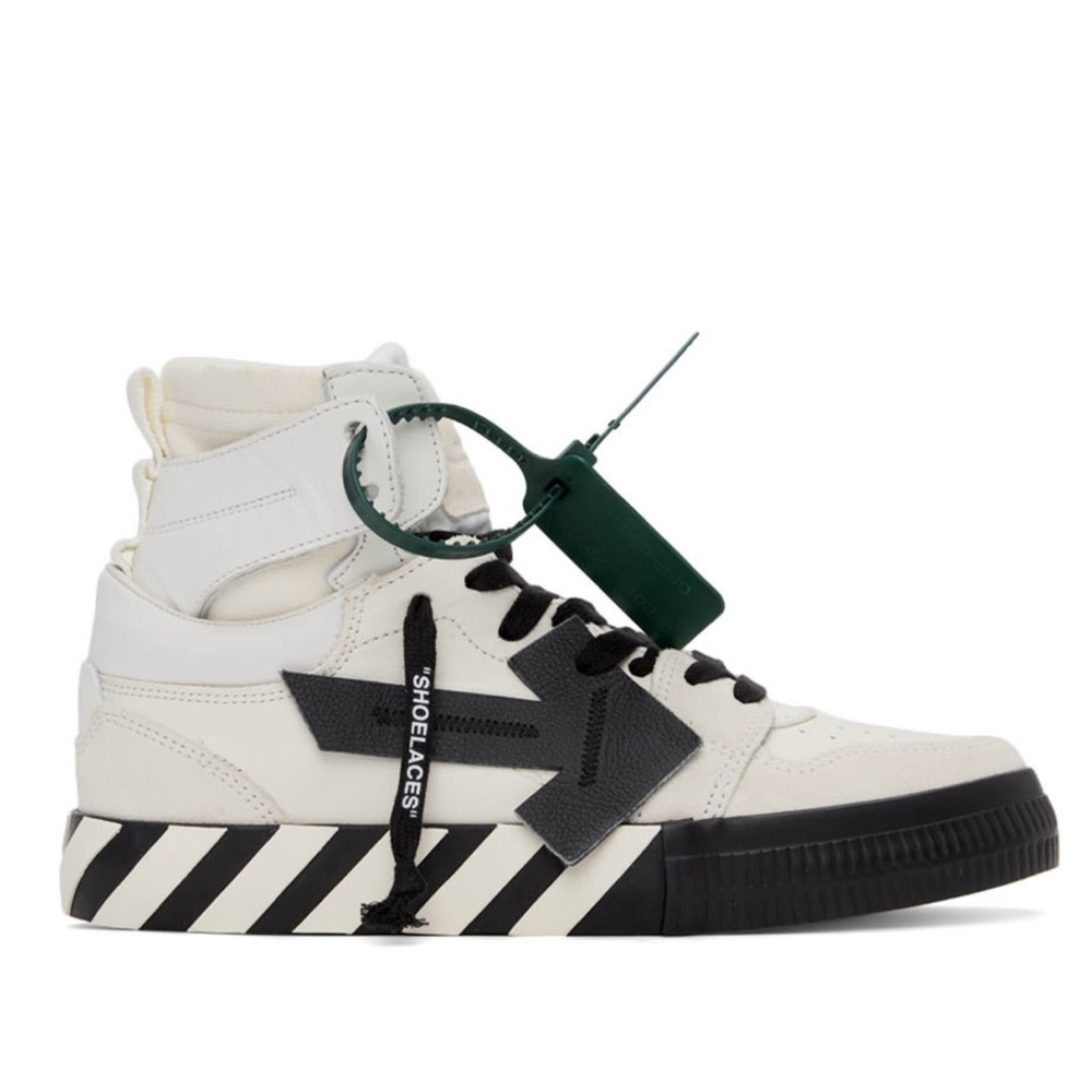 OFF-WHITE leather Vulcanized High Top Sneakers